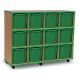 12 Quad Tray Coloured Edge Unit Beech Green Trays