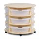 Triple Tier Mobile Circular Storage with Clear Tubs
