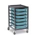 6 Single Tray Trolley Charcoal Frame Metal Blue