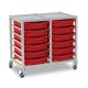 12 Single Tray Science Trolley Grey Frame Red
