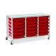 18 Single Tray Science Trolley Grey Frame Red