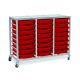 24 Single Tray Science Trolley Grey Frame Red