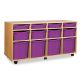 4 Single, 4 Double & 4 Quad Tray Storage Unit Beech Purple
